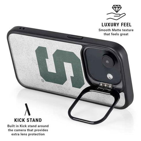 Michigan State University Spartans Mean Green S iPhone 16e Kickstand Case