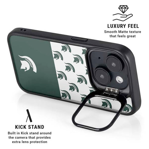 Michigan State University Spartans MSU Split iPhone 14 Plus Kickstand Case