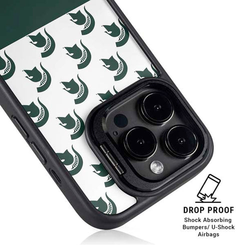 Michigan State University Spartans MSU Split iPhone 14 Pro Kickstand Case