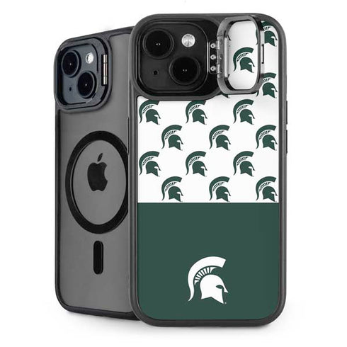 Michigan State University Spartans MSU Split iPhone 15 Plus Kickstand Case