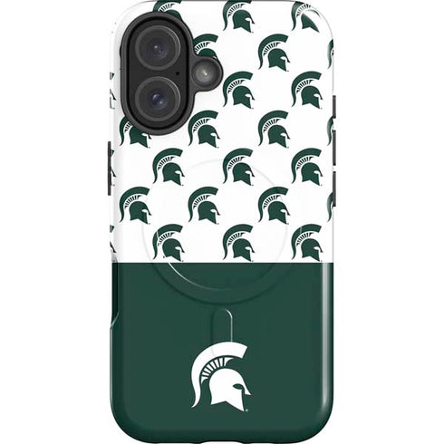 Michigan State University Spartans MSU Split iPhone 16 Plus Magsafe Impact Case
