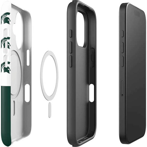 Michigan State University Spartans MSU Split iPhone 16 Plus Magsafe Impact Case