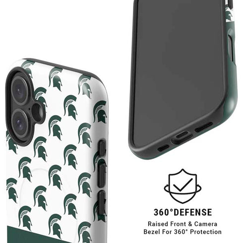 Michigan State University Spartans MSU Split iPhone 16 Plus Magsafe Impact Case