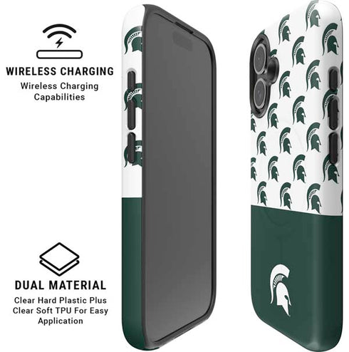 Michigan State University Spartans MSU Split iPhone 16 Plus Magsafe Impact Case