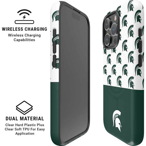 Michigan State University Spartans MSU Split iPhone 16 Pro Magsafe Impact Case