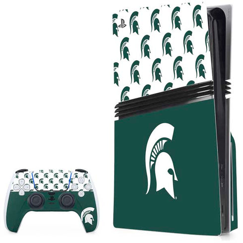Michigan State University Spartans MSU Split PS5 Pro Disk Bundle Skin