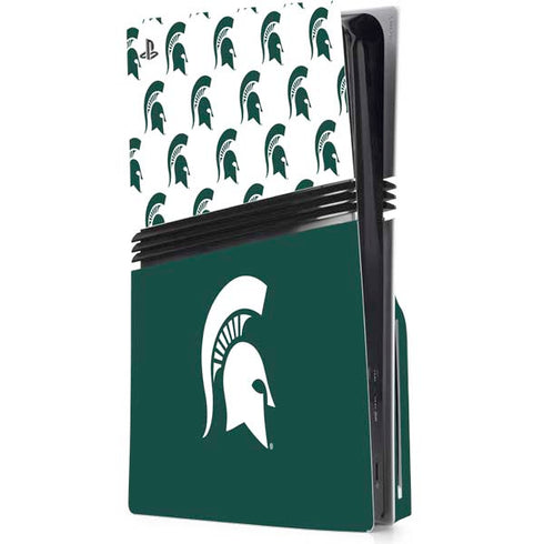 Michigan State University Spartans MSU Split PS5 Pro Disk Console Skin