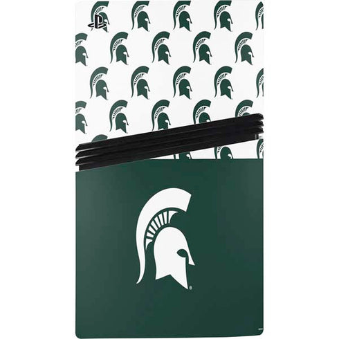 Michigan State University Spartans MSU Split PS5 Pro Disk Console Skin