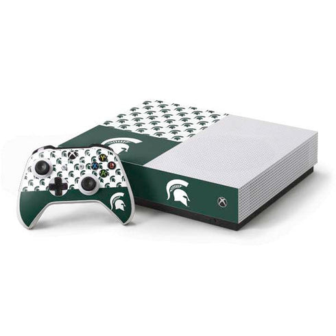 Michigan State University Spartans MSU Split Xbox One S All-Digital Edition Bundle Skin