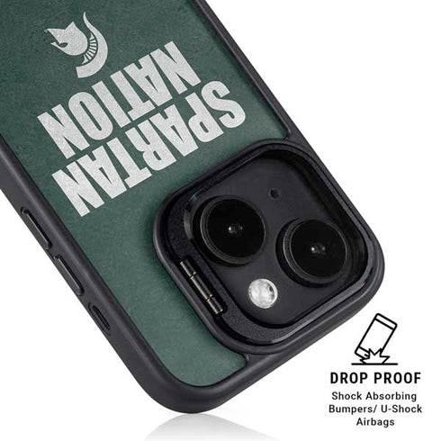 Michigan State University Spartans Nation iPhone 15 Kickstand Case