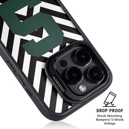 Michigan State University Spartans S Chevron iPhone 14 Pro Max Kickstand Case