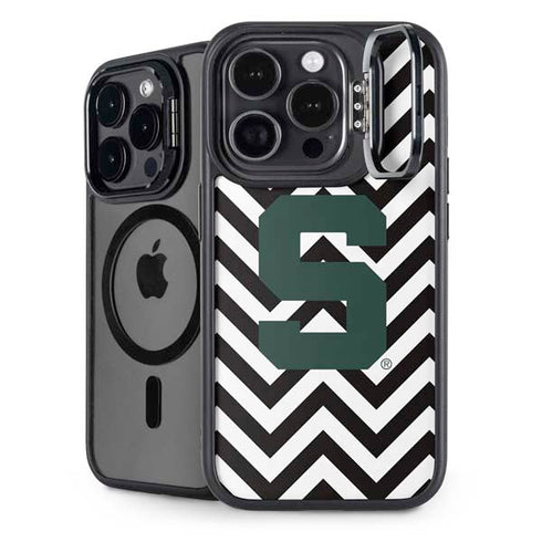 Michigan State University Spartans S Chevron iPhone 15 Pro Kickstand Case
