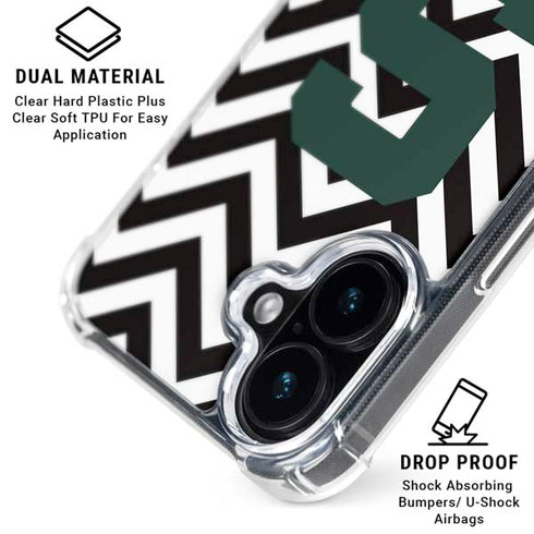 Michigan State University Spartans S Chevron iPhone 16 Plus MagSafe Case