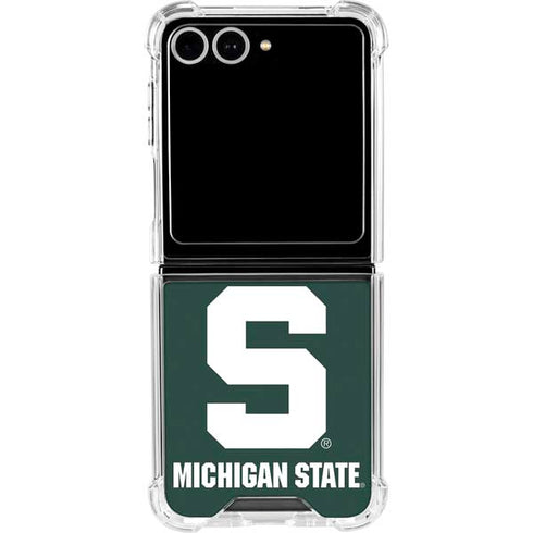 Michigan State University Spartans S Galaxy Z Flip7 Clear Case