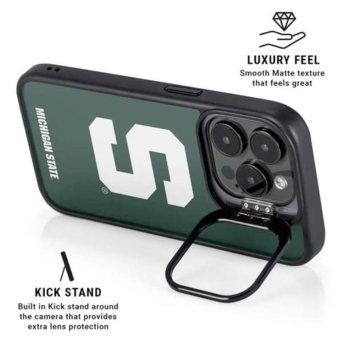 Michigan State University Spartans S iPhone 15 Pro Max Kickstand Case
