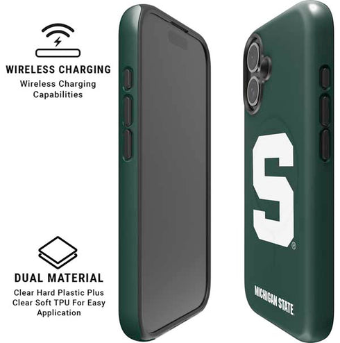 Michigan State University Spartans S iPhone 16 Plus Magsafe Impact Case