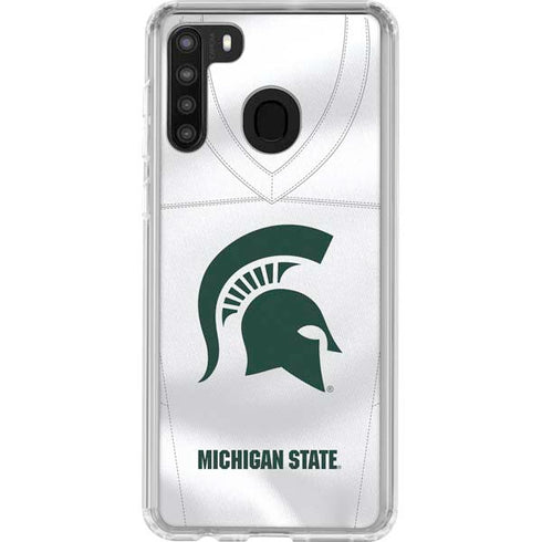 Michigan State University White Jersey Galaxy A21 Clear Case