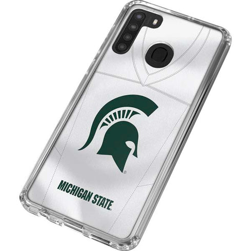 Michigan State University White Jersey Galaxy A21 Clear Case