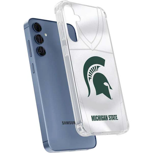 Michigan State University White Jersey Galaxy A55 5G Clear Case