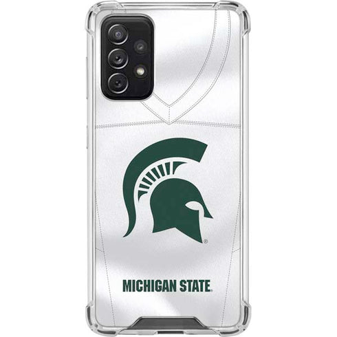 Michigan State University White Jersey Galaxy A72 5G Clear Case