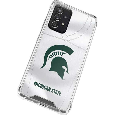 Michigan State University White Jersey Galaxy A72 5G Clear Case