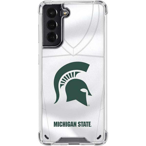 Michigan State University White Jersey Galaxy S21 5G Clear Case