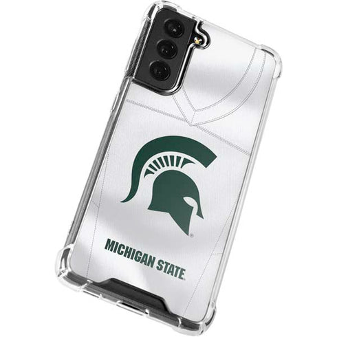 Michigan State University White Jersey Galaxy S21 FE Clear Case