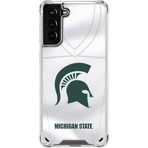 Michigan State University White Jersey Galaxy S21 Plus 5G Clear Case