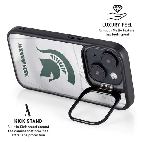 Michigan State University White Jersey iPhone 15 Plus Kickstand Case
