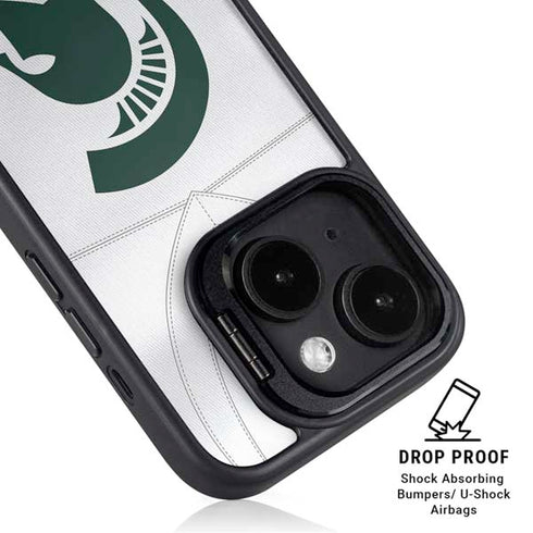 Michigan State University White Jersey iPhone 15 Plus Kickstand Case
