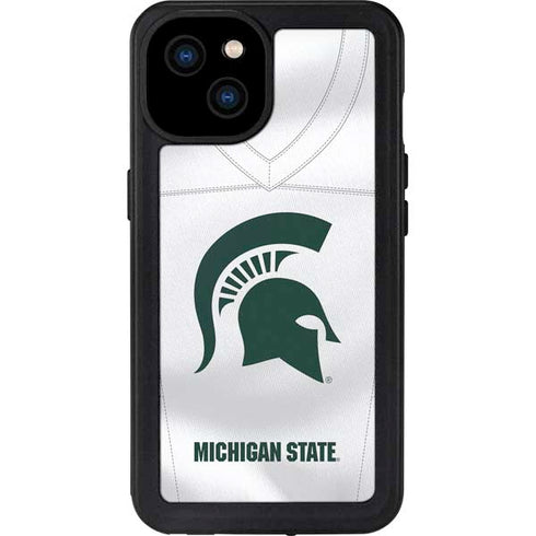 Michigan State University White Jersey iPhone 15 Plus Waterproof Case