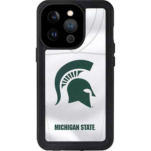 Michigan State University White Jersey iPhone 15 Pro Waterproof Case