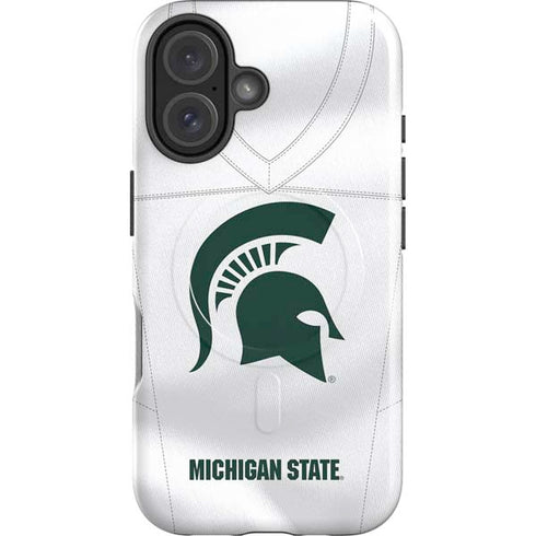 Michigan State University White Jersey iPhone 16 Magsafe Impact Case