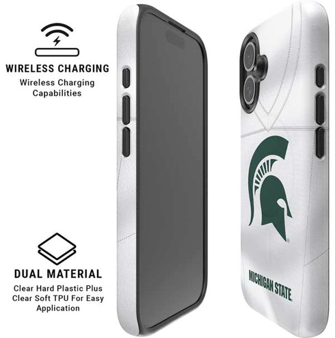 Michigan State University White Jersey iPhone 16 Magsafe Impact Case