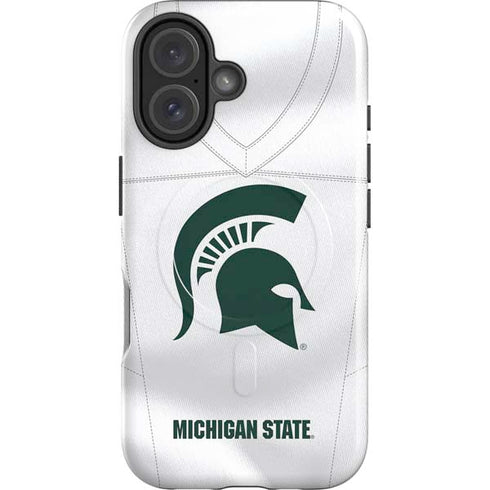 Michigan State University White Jersey iPhone 16 Plus Magsafe Impact Case