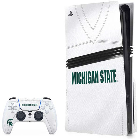 Michigan State University White Jersey PS5 Pro Disk Bundle Skin