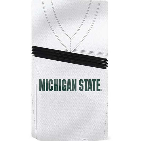 Michigan State University White Jersey PS5 Pro Disk Console Skin