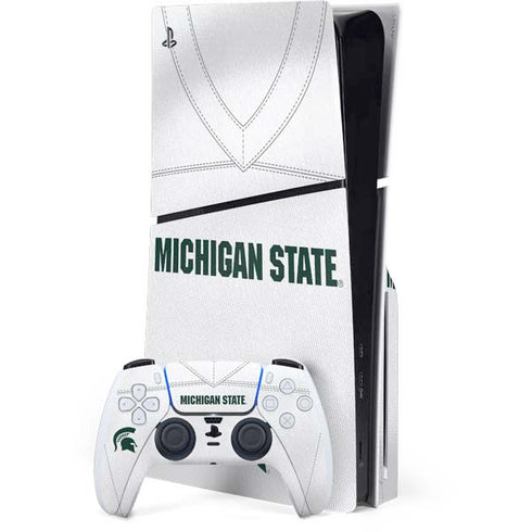 Michigan State University White Jersey PS5 Slim Disk Bundle Skin