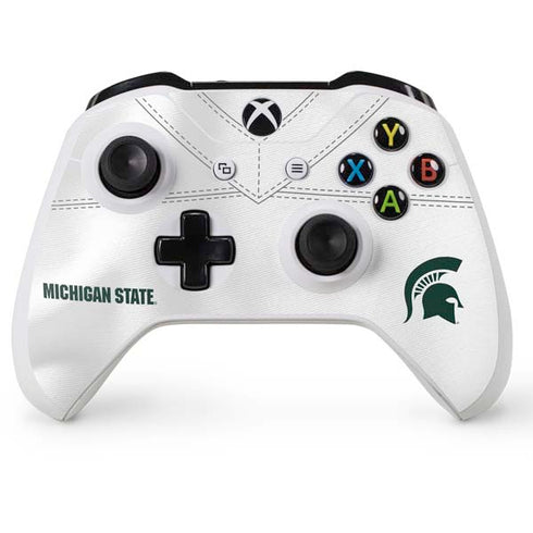 Michigan State University White Jersey Xbox One S Console and Controller Bundle Skin