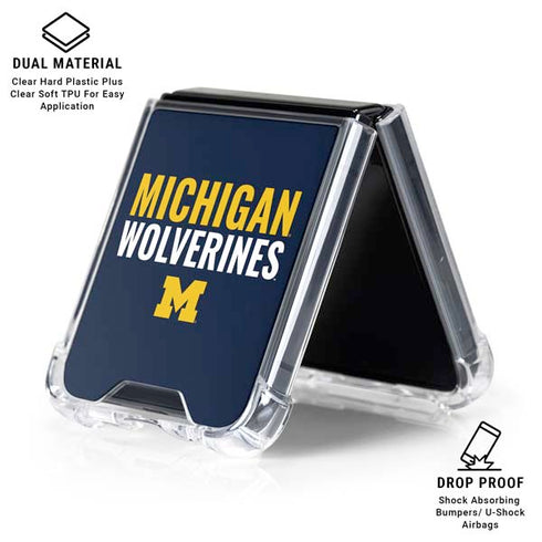 University of Michigan Wolverines M Galaxy Z Flip7 Clear Case