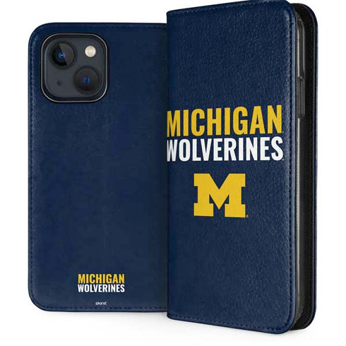 University of Michigan Wolverines M iPhone 15 Plus Folio Case
