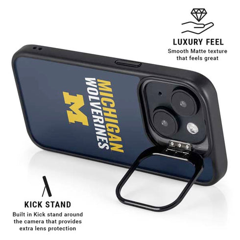 University of Michigan Wolverines M iPhone 15 Plus Kickstand Case