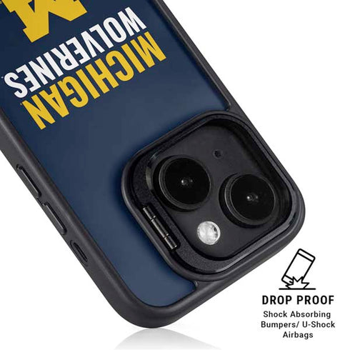 University of Michigan Wolverines M iPhone 15 Plus Kickstand Case