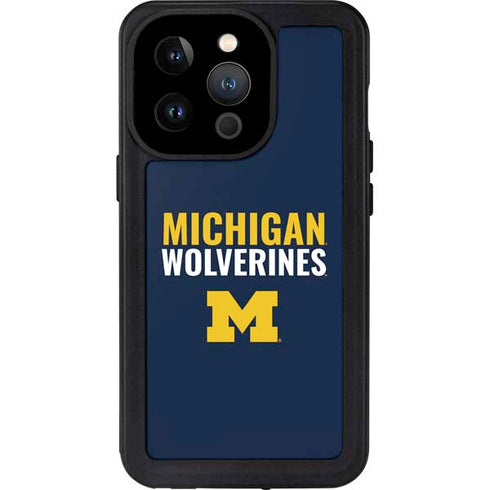 University of Michigan Wolverines M iPhone 15 Pro Waterproof Case