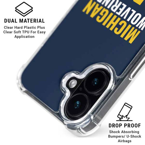 University of Michigan Wolverines M iPhone 16 Plus Clear Case