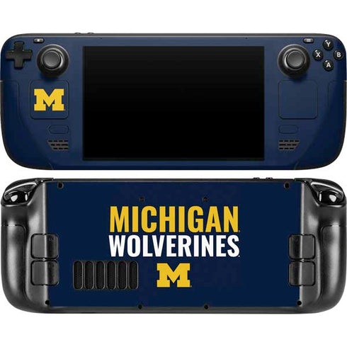 University of Michigan Wolverines M Steam Deck Handheld Gaming Computer OLED Skin