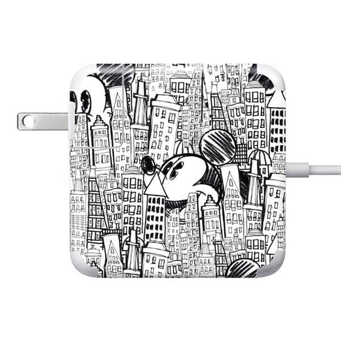 Disney Mickey Mouse Cityscape Sketch 85W Power Adapter (15 and 17 inch MacBook Pro Charger) Skin