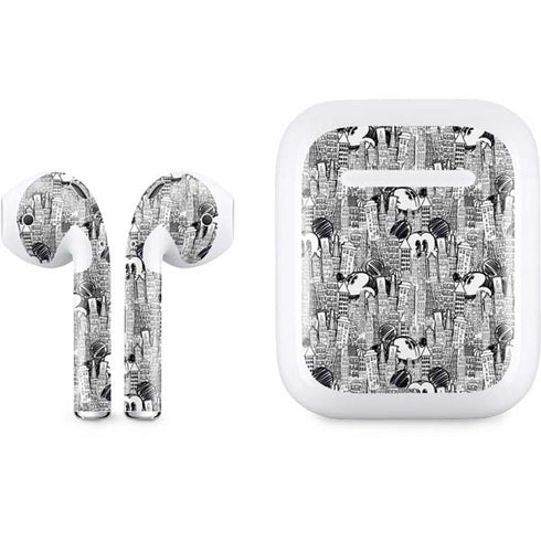 Disney Mickey Mouse Cityscape Sketch Apple AirPods Skin