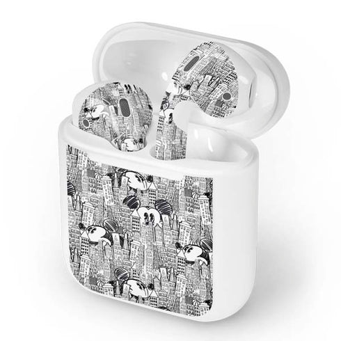 Disney Mickey Mouse Cityscape Sketch Apple AirPods Skin