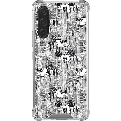 Disney Mickey Mouse Cityscape Sketch Galaxy A17 Clear Case